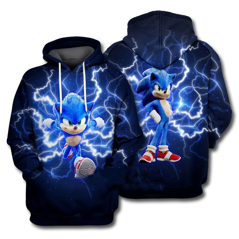 Sonic The Hedgehog Lightning Fast Over Print 3d Hoodie Zip Hoodie
