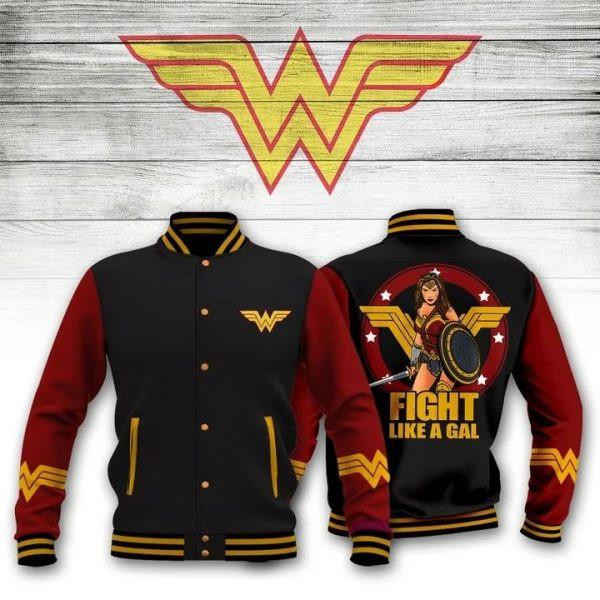 Wonder Woman Dc Comics, Wonder Woman Fight Like A Gal Baseball Jacket 12