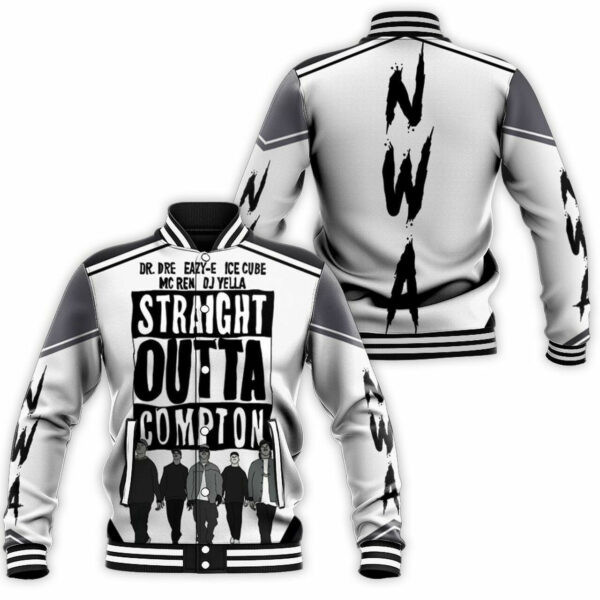 N.w.a Straight Outta Compton Black And White Clan Hip Hop 6k669 Gift For Fan Baseball Jacket 414