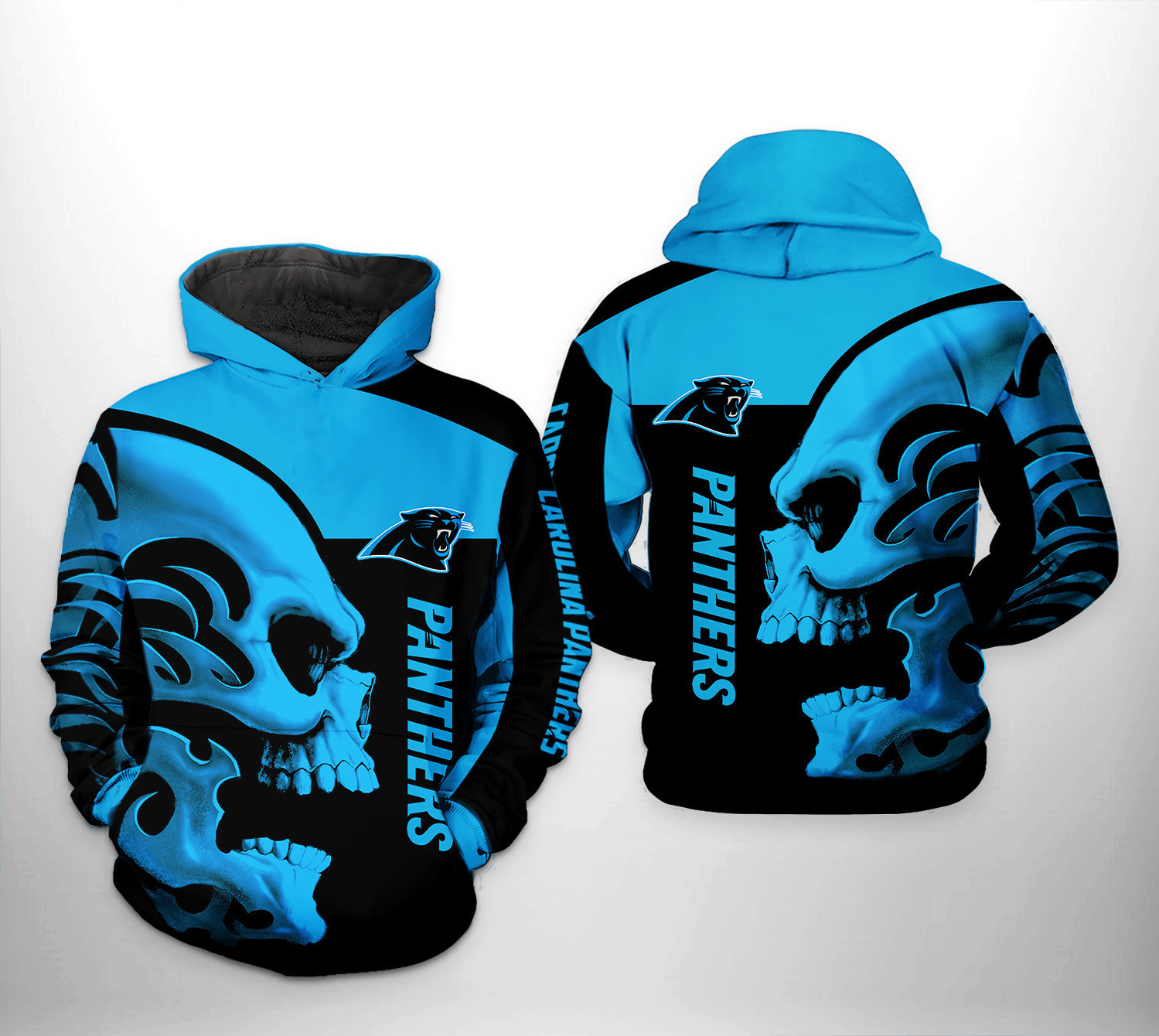 Carolina Panthers Skull 3D All Over Print Hoodie & Zip Hoodie