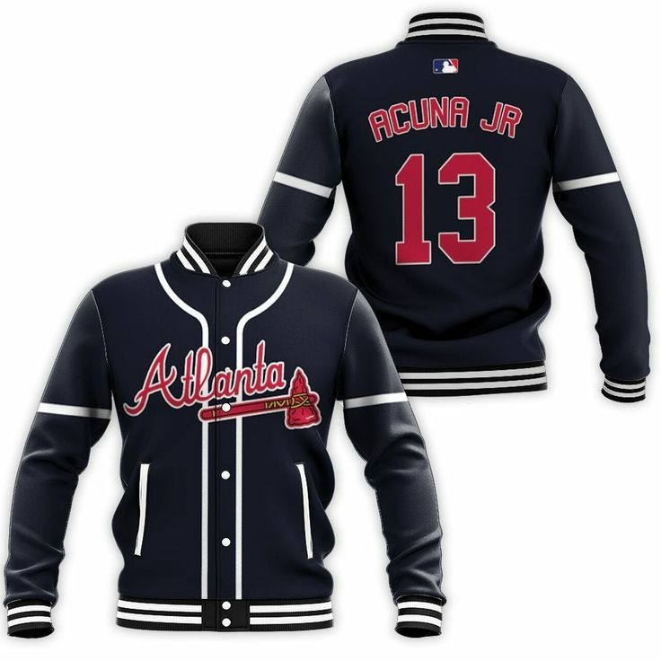 Atlanta Braves Custom Name Number Black Baseball Jacket