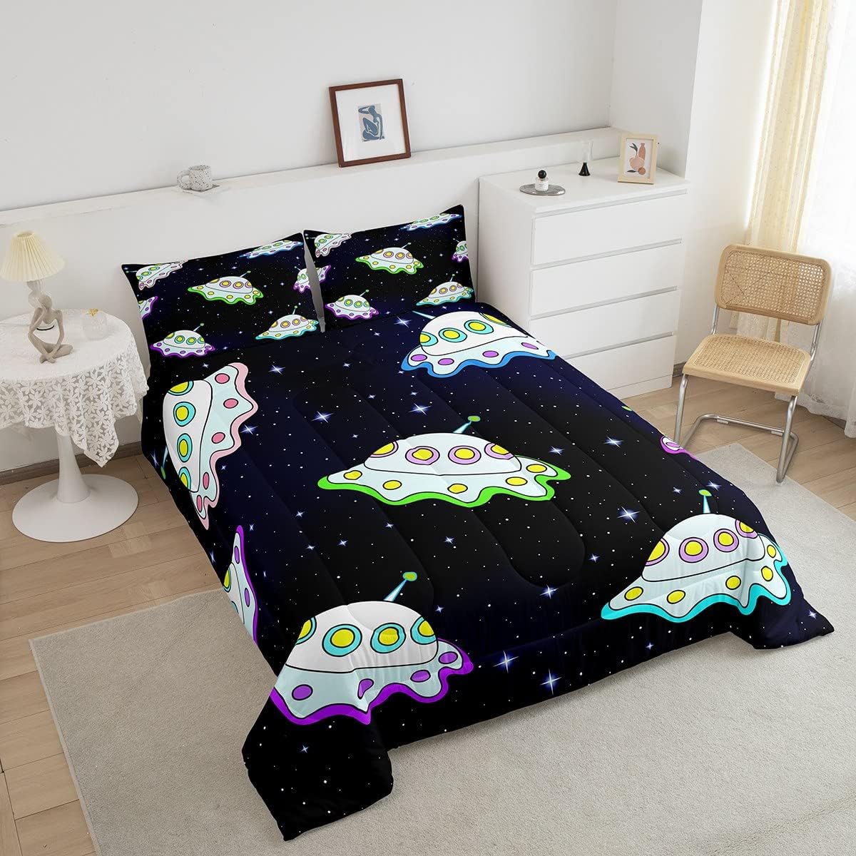 UFO Bedding Set UFO In Galaxy Pattern Duvet Covers