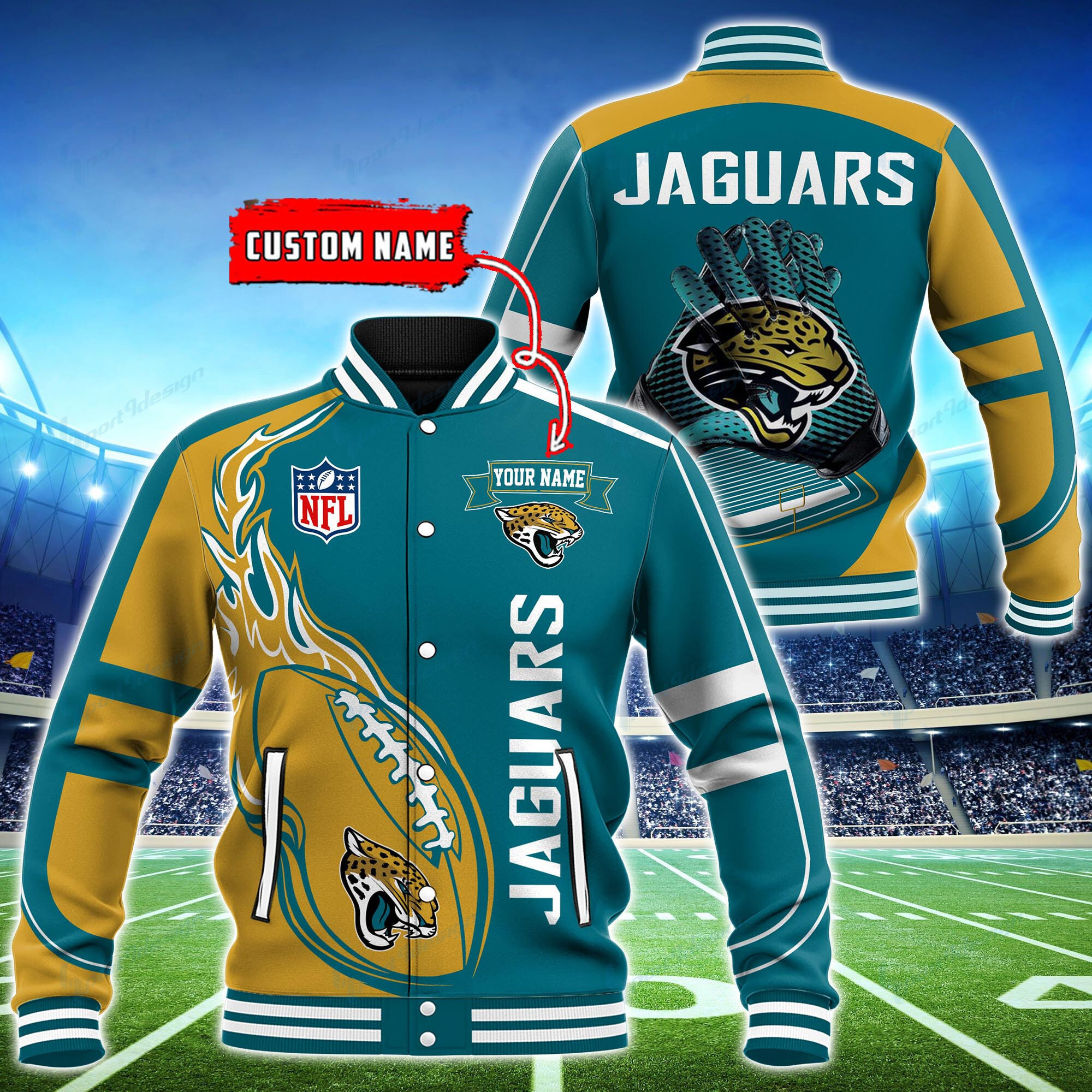 Jacksonville Jaguars Personalized Baseball Jacket BG15