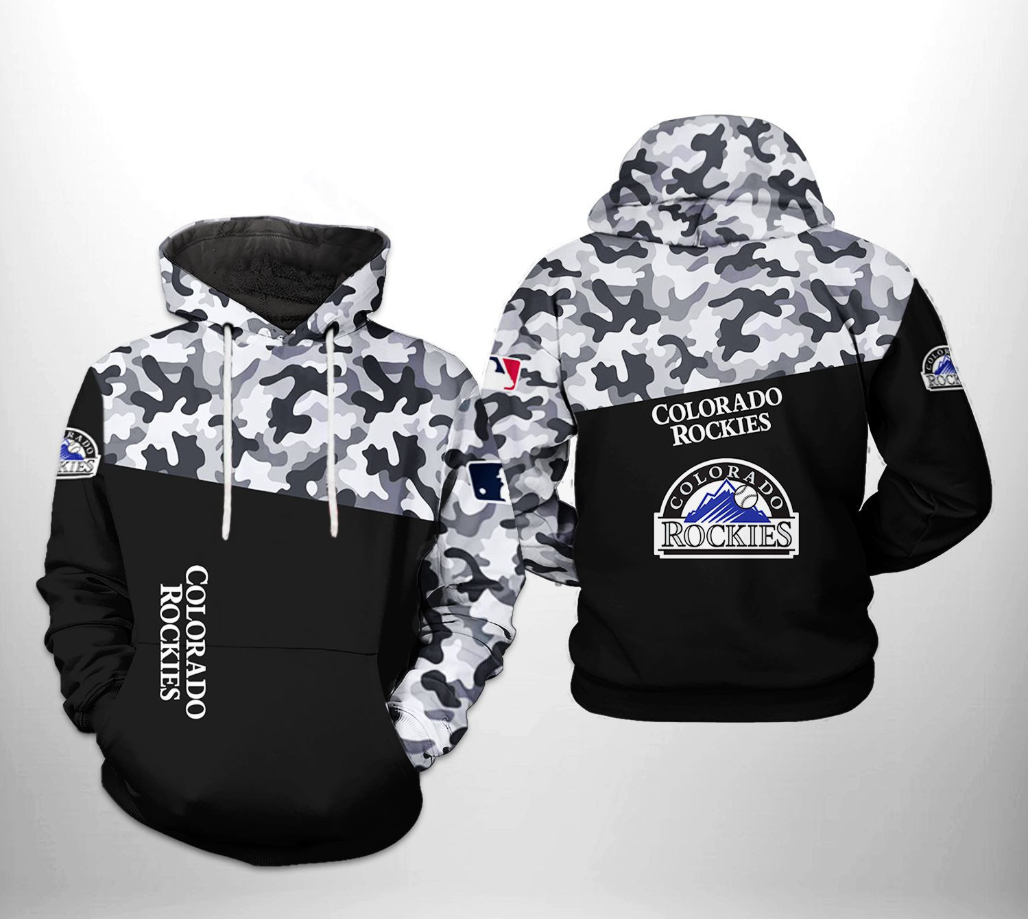 Colorado Rockies MLB Camo Veteran 3D All Over Print Hoodie & Zip Hoodie