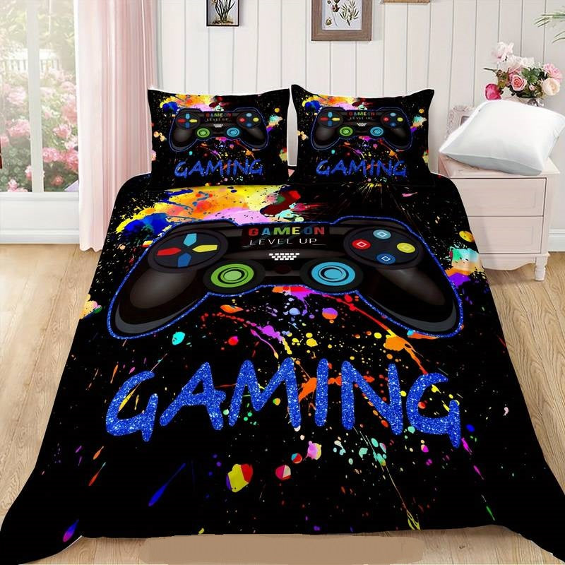 Game Bedding Set Game On Level Up Splashing Duvet Covers