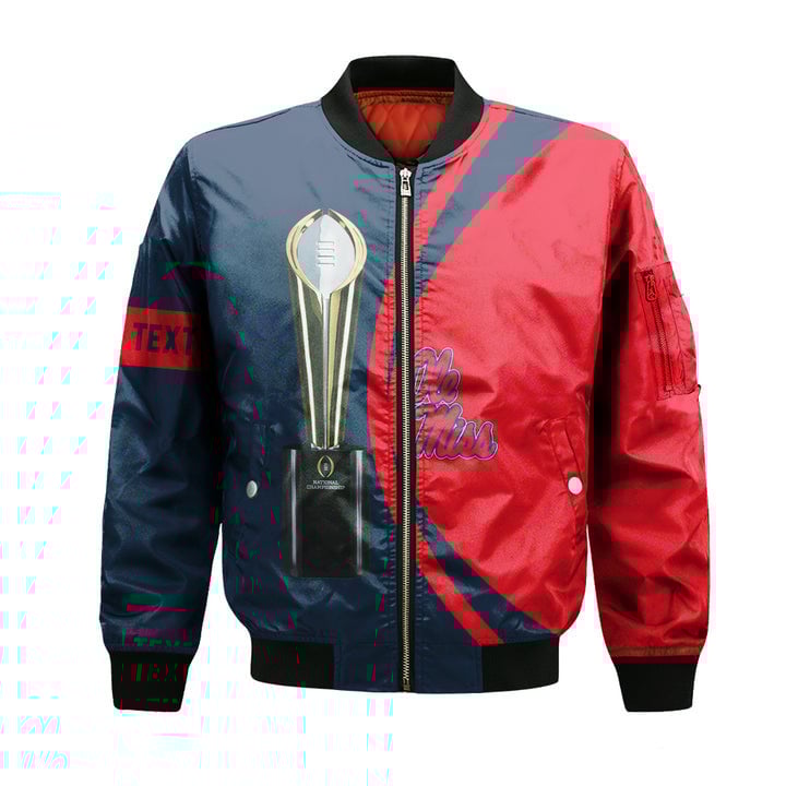 Ole Miss Rebels Custom Text Red Blue Champions Bomber Jacket