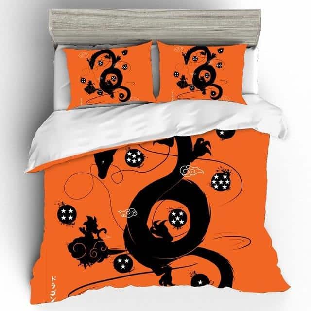 Dragon Ball Bedding Set Shenron Goku And Dragon Balls Silhouette Duvet Covers