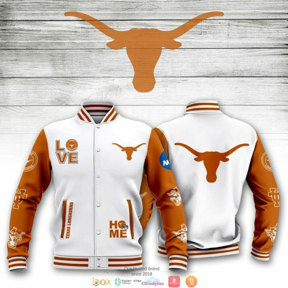 Texas Longhorns White Orange Baseball Jacket