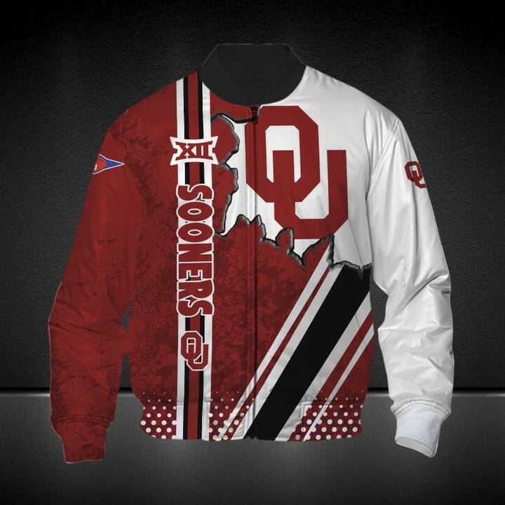 Oklahoma Sooners Crimson White Bomber Jacket