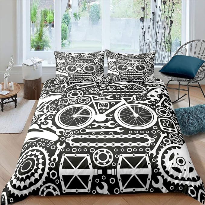 Bicycle Bedding Set All Bicycle Parts Pattern Duvet Covers