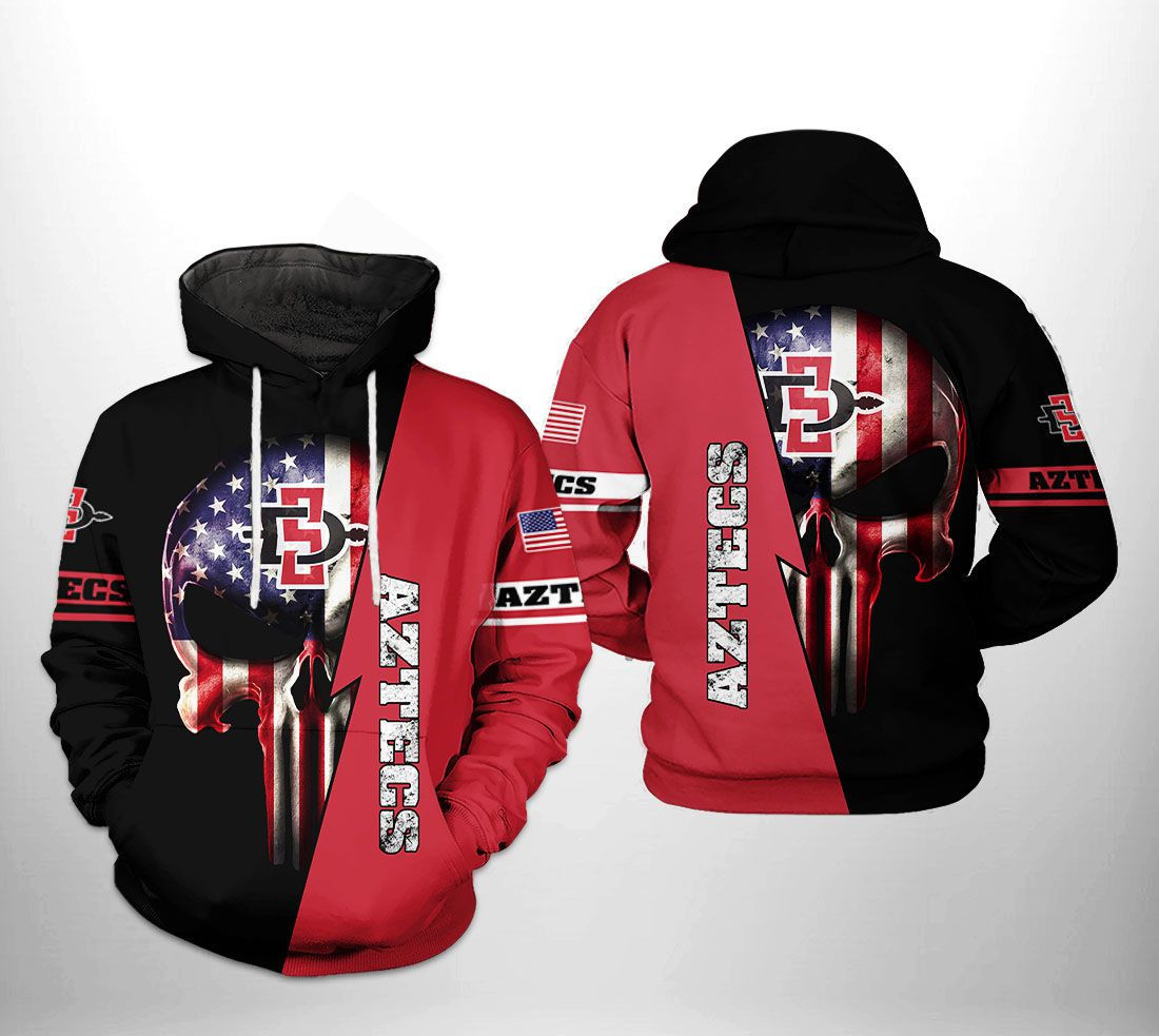 San Diego State Aztecs US Flag Skull 3D All Over Print Hoodie & Zip Hoodie