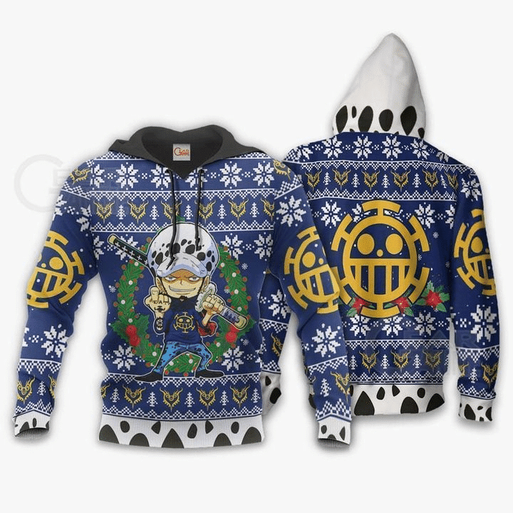 Trafalgar Law Ugly Christmas One Piece  3d Hoodie Zip Hoodie