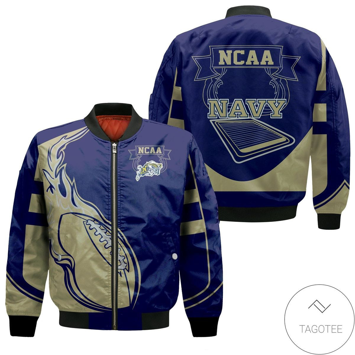 Navy Midshipmen Flame Ball Bomber Jacket