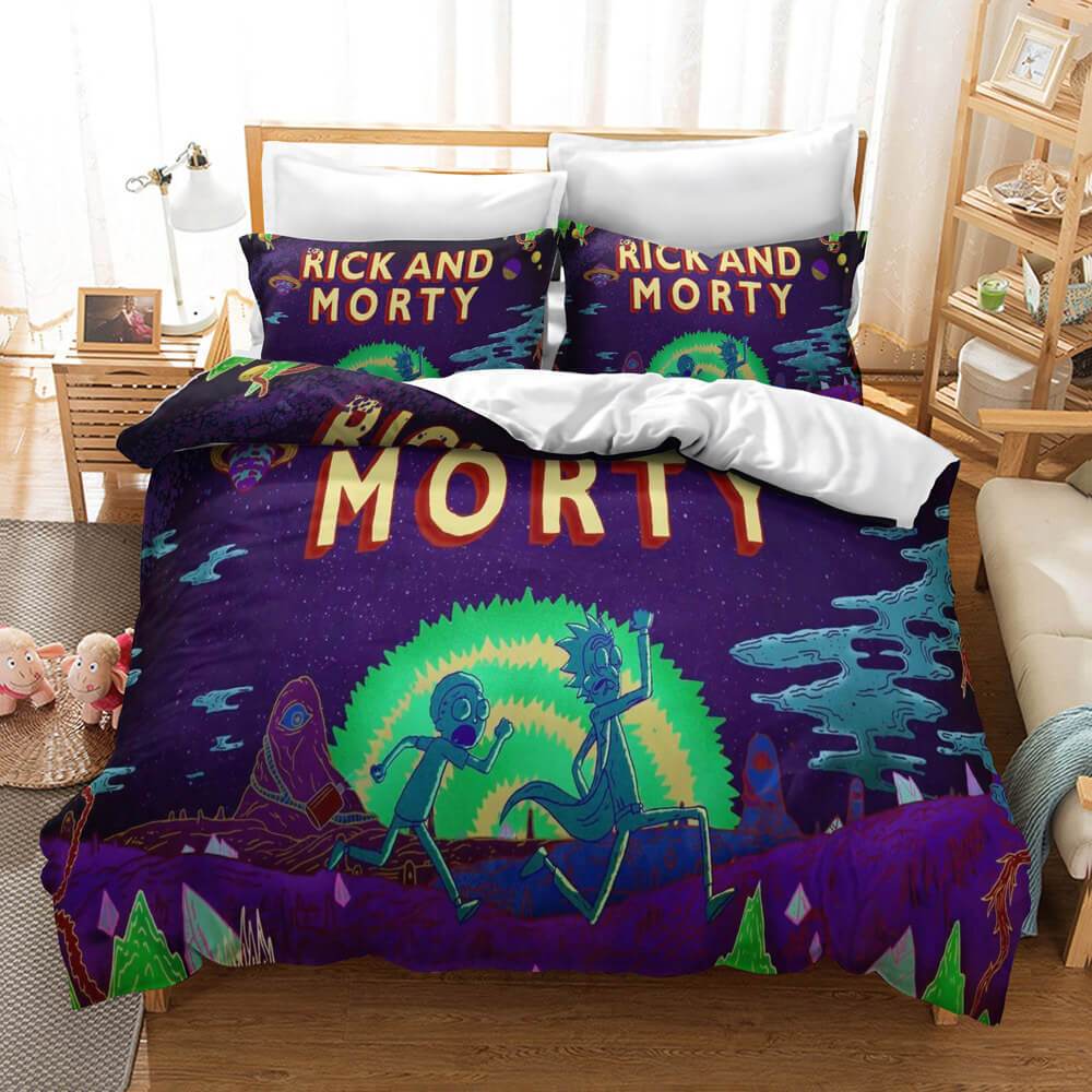 Rick And Morty Bedding Set Rick And Morty Running Away Duvet Covers