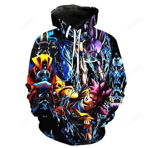 Super Saiyan God Goku Vs Lord Beerus Battle Of Gods Dragon Ball Z 3D All Over Print Hoodie & Zip Hoodie