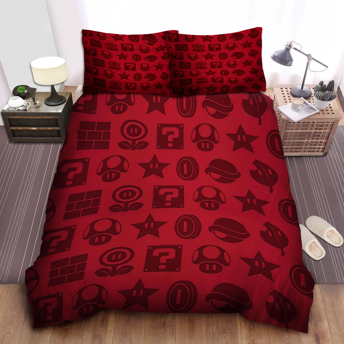 Mario Bedding Set Super Mario Iconic Symbols Duvet Covers