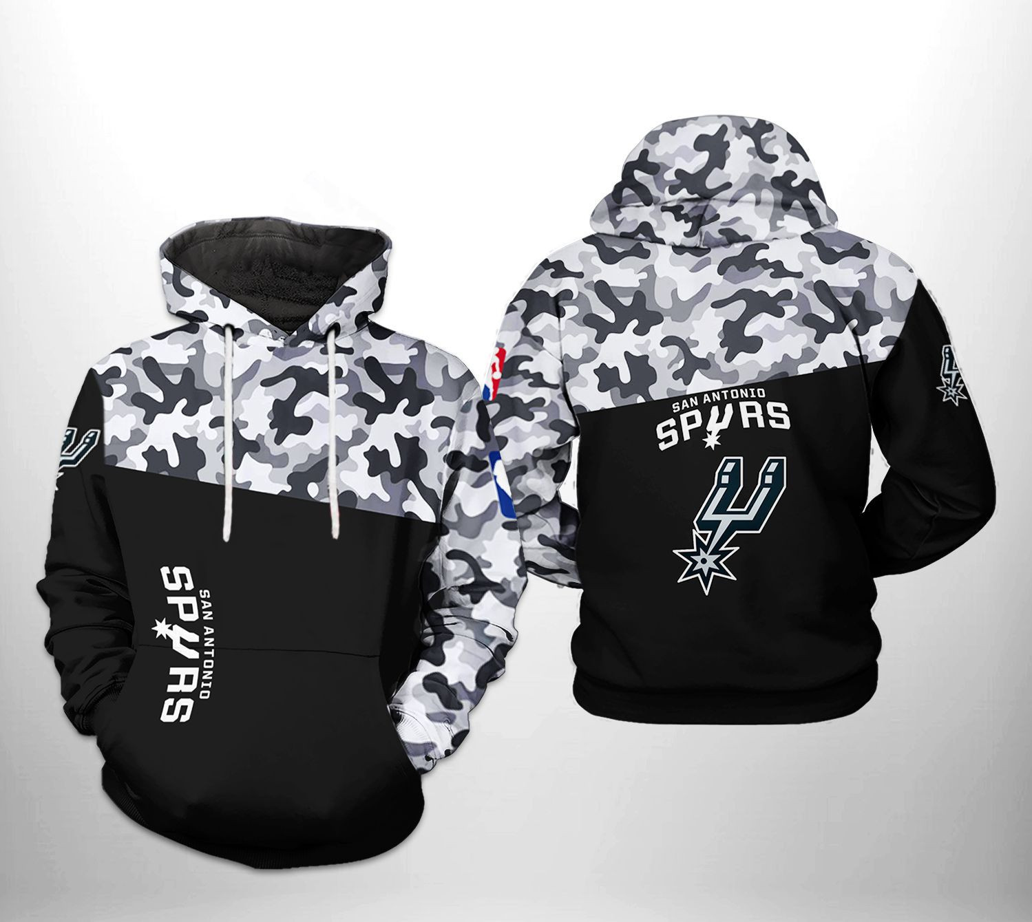 San Antonio Spurs Camo Veteran Team 3D All Over Print Hoodie & Zip Hoodie