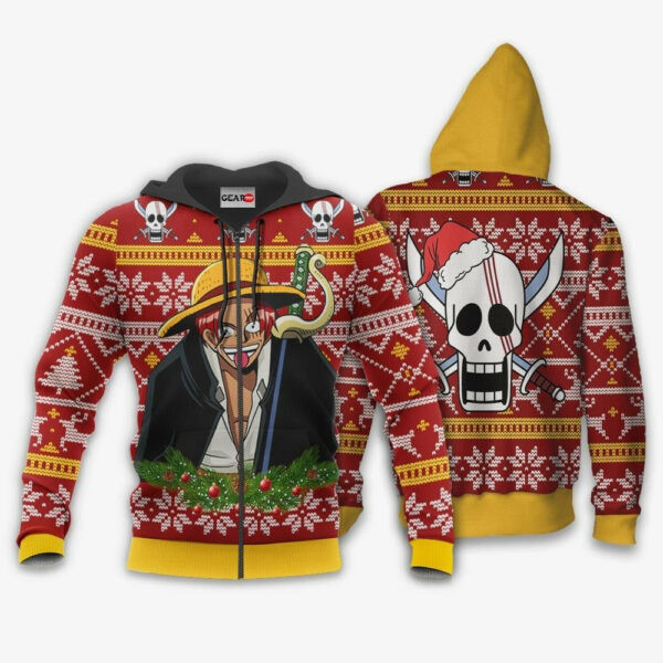 Red Hair Shanks Ugly Christmas Sweater One Piece Anime 1k505 Cartoon Graphic Outfits Aop 3d Hoodie, Zip Hoodie 2862