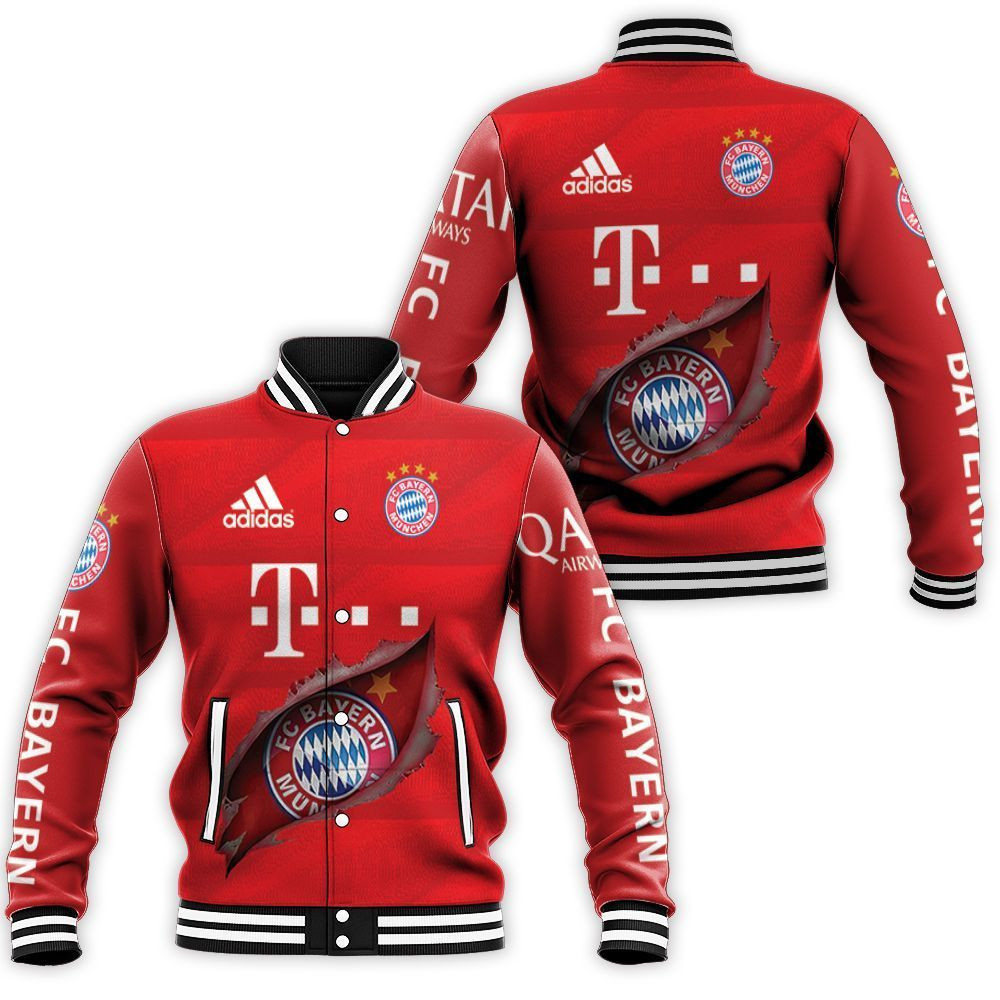 Bayern Munich Red Scratch Baseball Jacket