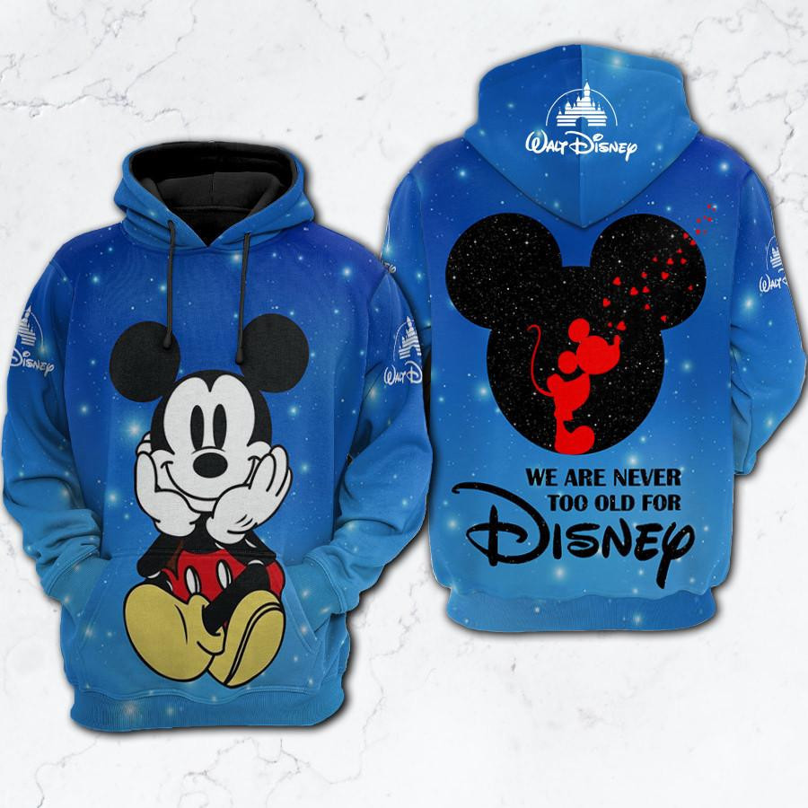Mickey Mouse Disney Fan Gift, We Are Never Too Old For Disney Aop Hoodie, Zip Hoodie, Fleece Jacket