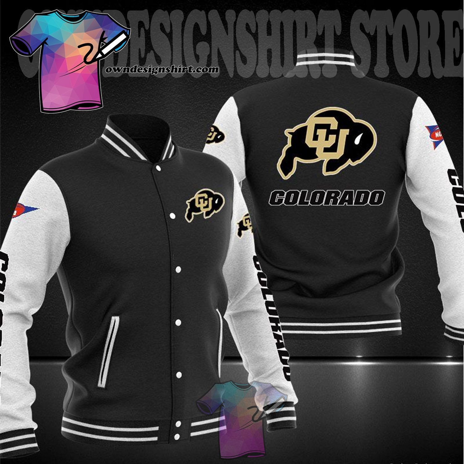 Colorado Buffaloes Black White Baseball Jacket