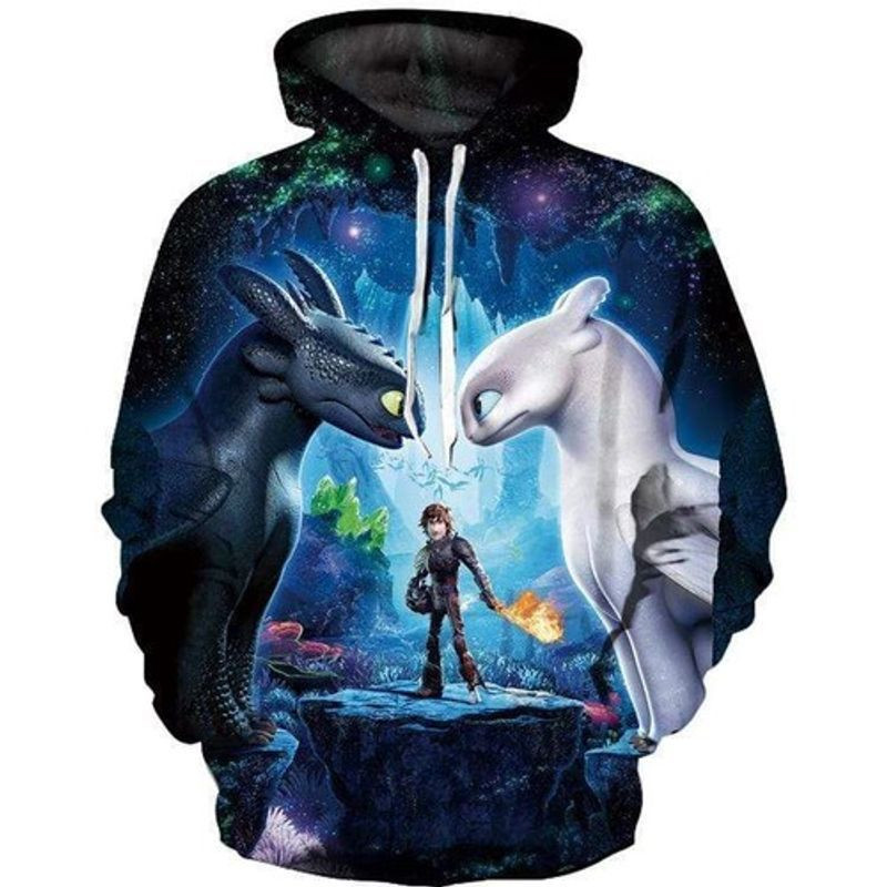 How To Train Your Dragon Lovers Hiccup Toothless And Girlfriend 3d Hoodie