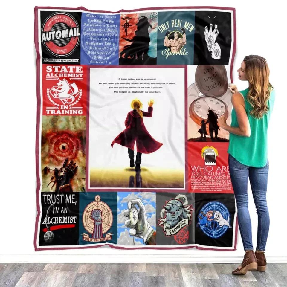 Fullmetal Alchemist Blanket  FMA Quotes Fleece Sherpa Blanket