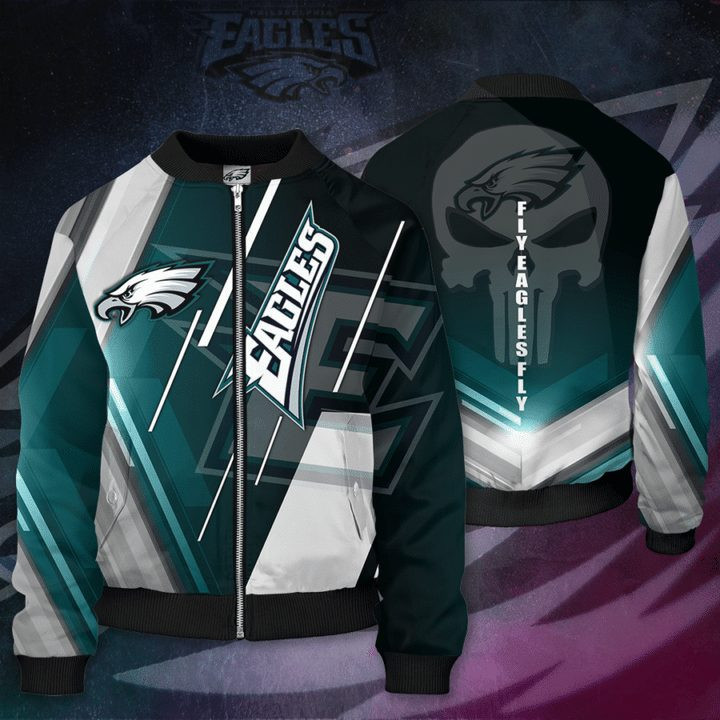 Philadelphia Eagles Punisher Skull Bomber Jacket