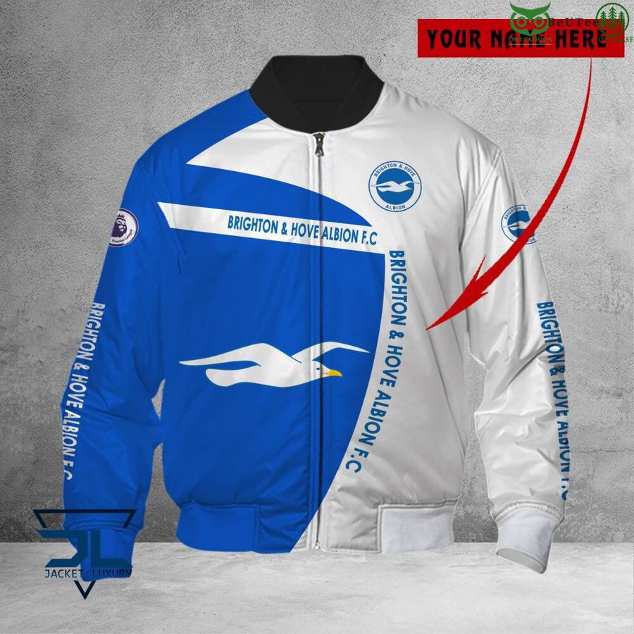 Brighton & Hove Albion FC Custom Name Logo Edition Bomber Jacket