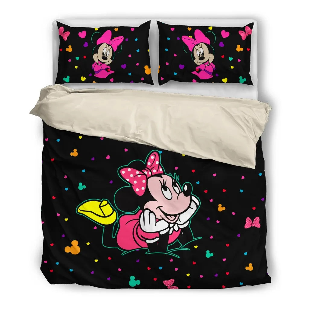 Minnie Bedding Set DN Minnie Tiebows Mouse Ears Pattern Duvet Covers