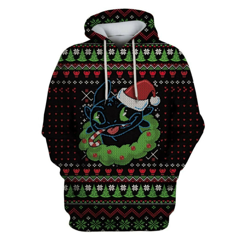 Christmas Hoodie How To Train You Dragon Hoodie Toothless Christmas Pattern 3d Hoodie Zip Hoodie