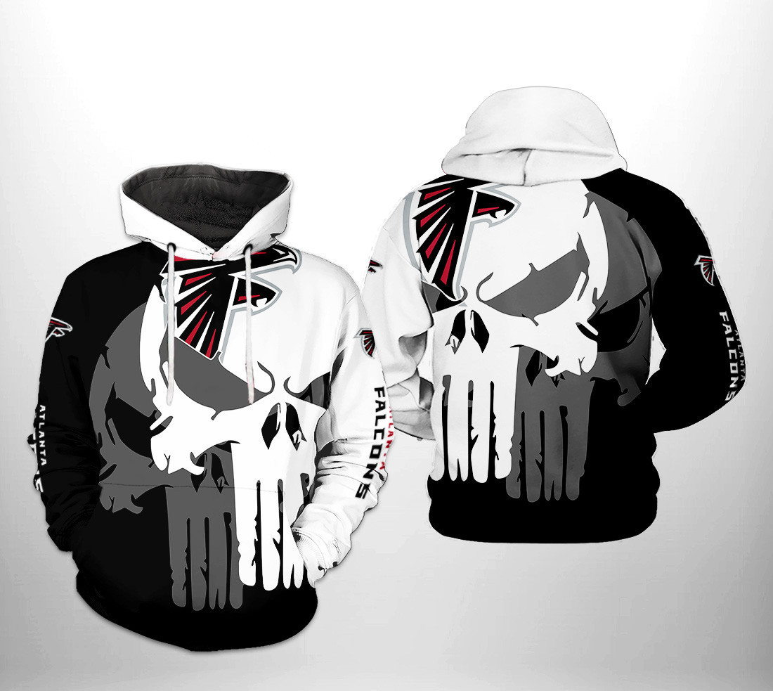 Atlanta Falcons Team Skull 3D All Over Print Hoodie & Zip Hoodie