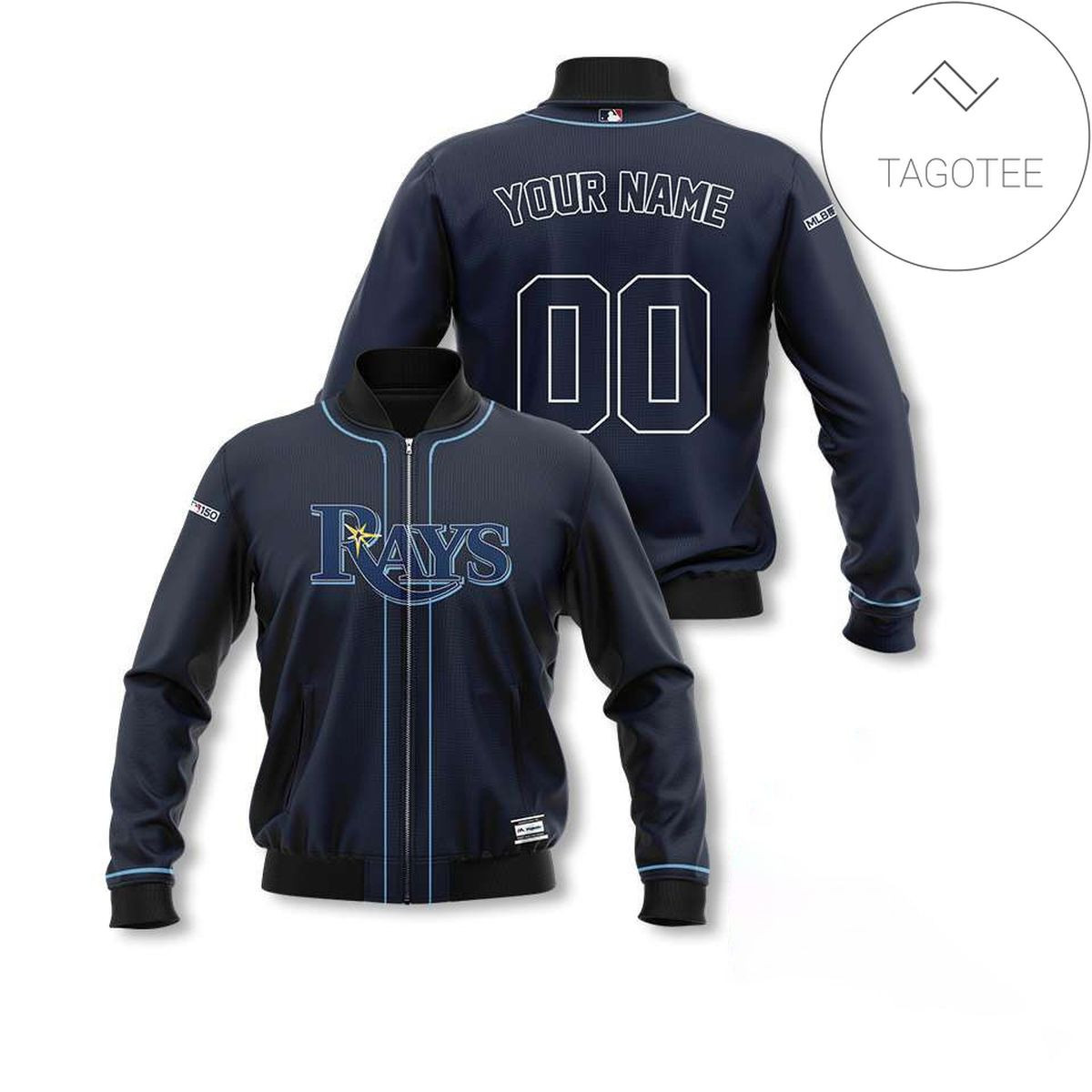 Tampa Bay Rays Custom Name Number Navy Bomber Jacket