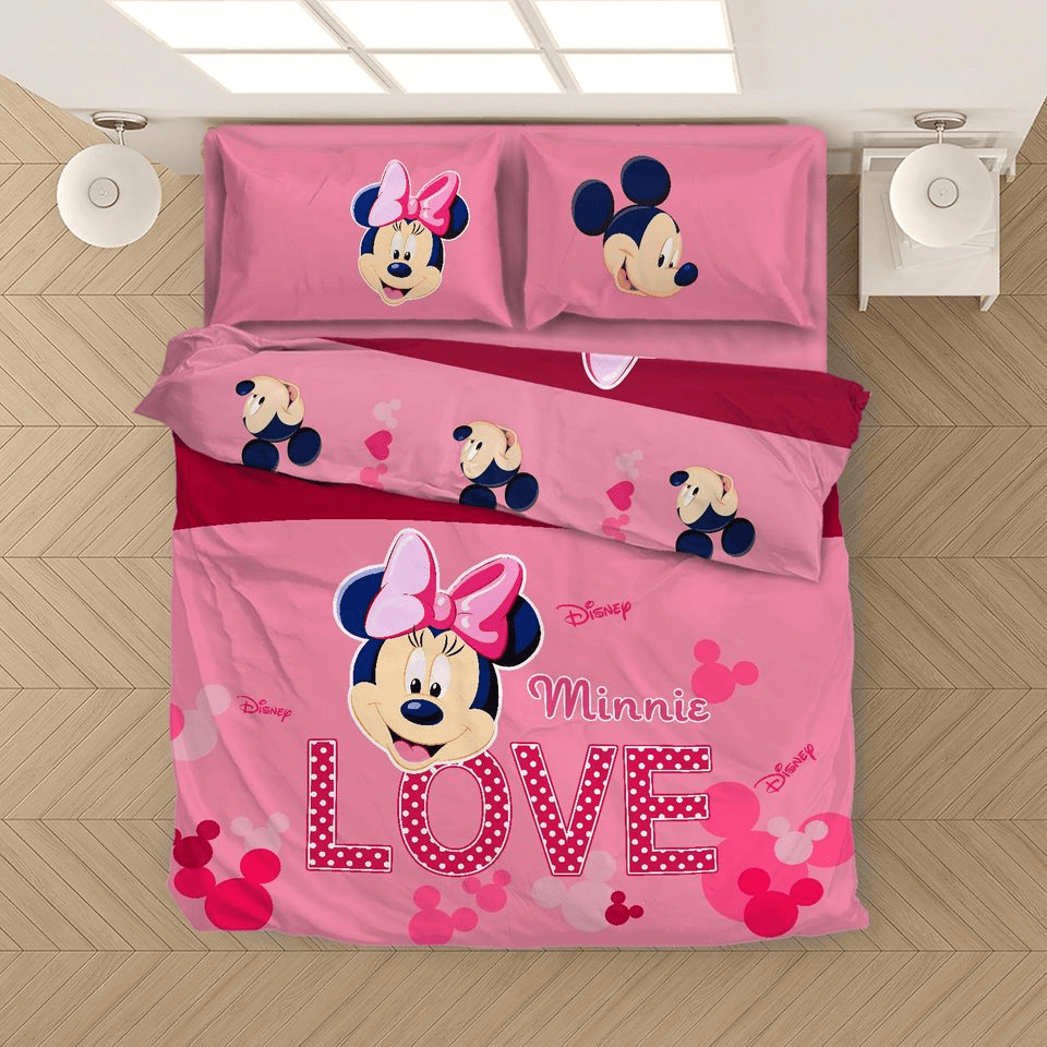 Minnie Bedding Set DN Minnie Love Mouse Ears Pattern Duvet Covers