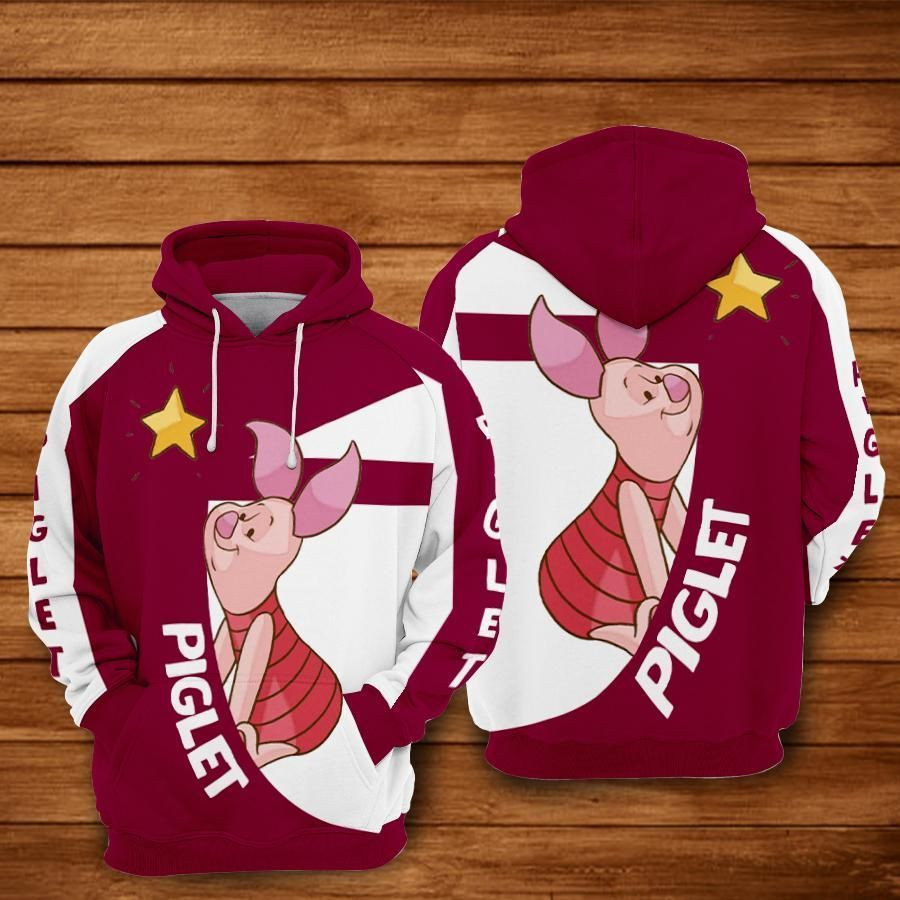 Piglet Cartoon Winnie The Pooh Over Print 3d Hoodie Zip Hoodie 553