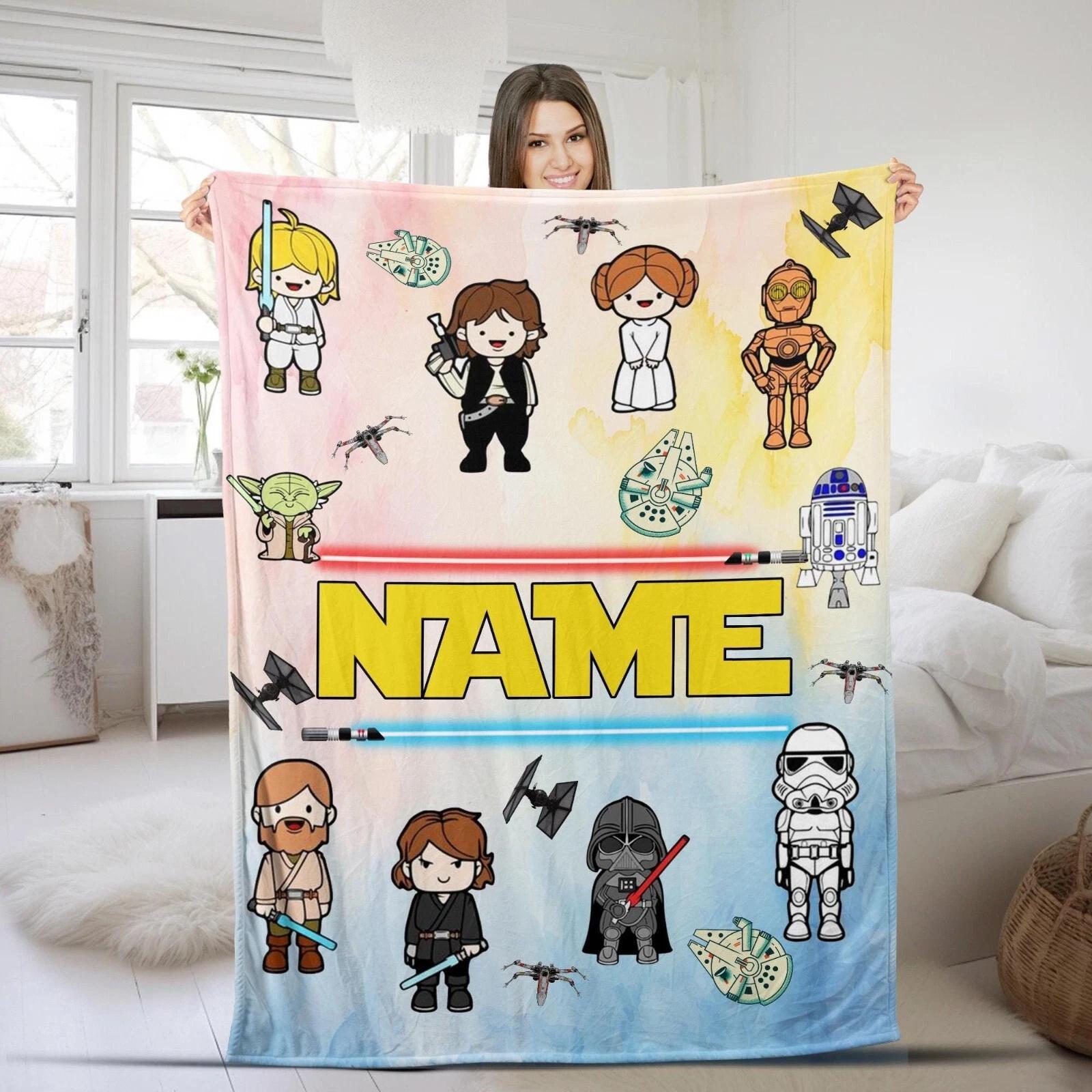 Personalized Custom Name Star Wars Fleece Sherpa Blanket