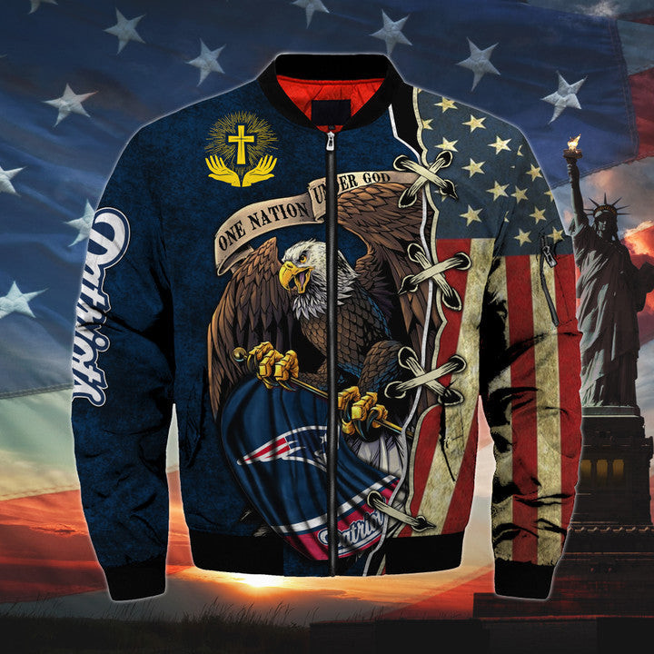 One Nation Under God New England Patriots Bomber Jackets