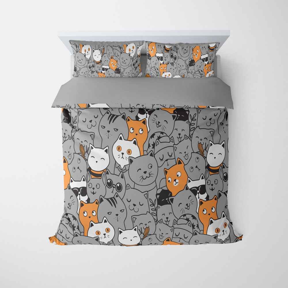 Cat Bedding Set All Types Of Cat Doodle Pattern Duvet Covers