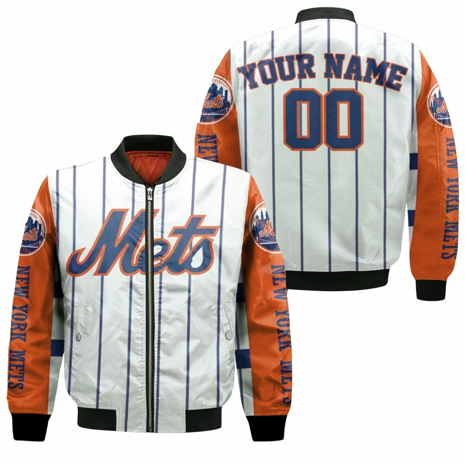 New York Mets Custom Name Number Bomber Jacket V2
