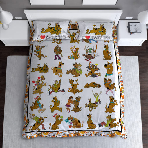 Scooby Doo Bedding Set I Love Scooby Doo Pattern Duvet Covers White