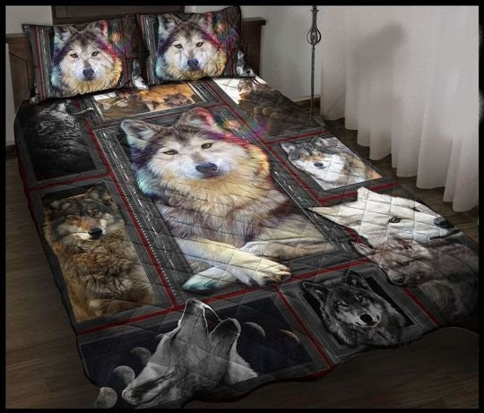 Wolf Bedding Set Huge Wolf Howling Graphic Duvet Covers Black