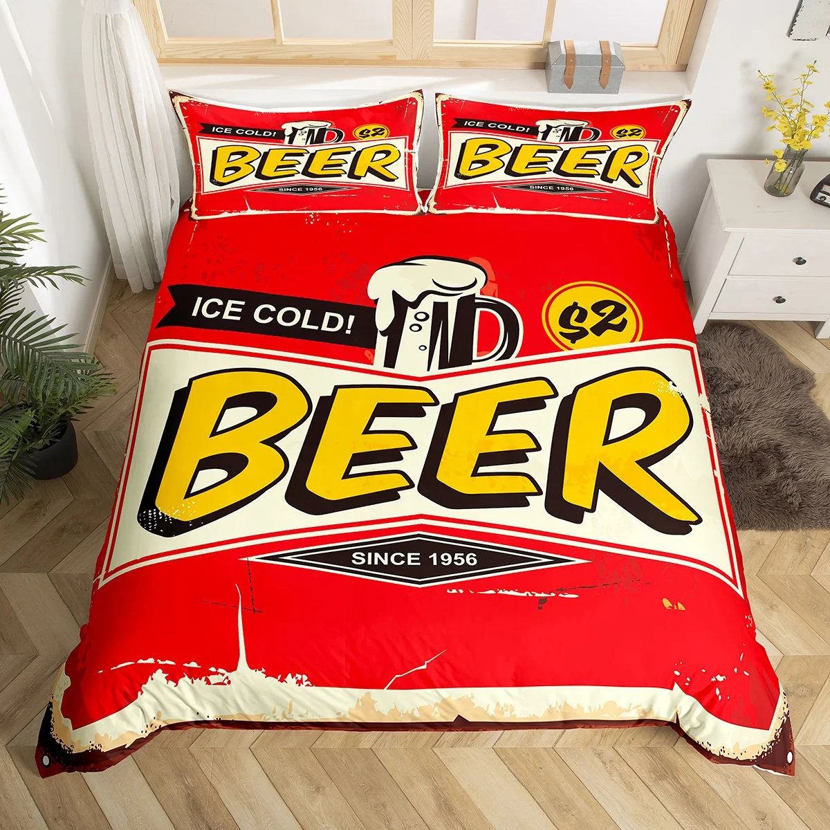 Beer Bedding Set Ice Cold Beer Drink Since 1956 Duvet Covers