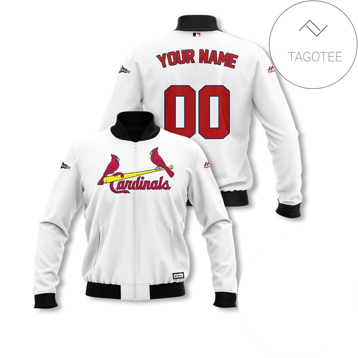 St. Louis Cardinals Custom Name Number White Bomber Jacket