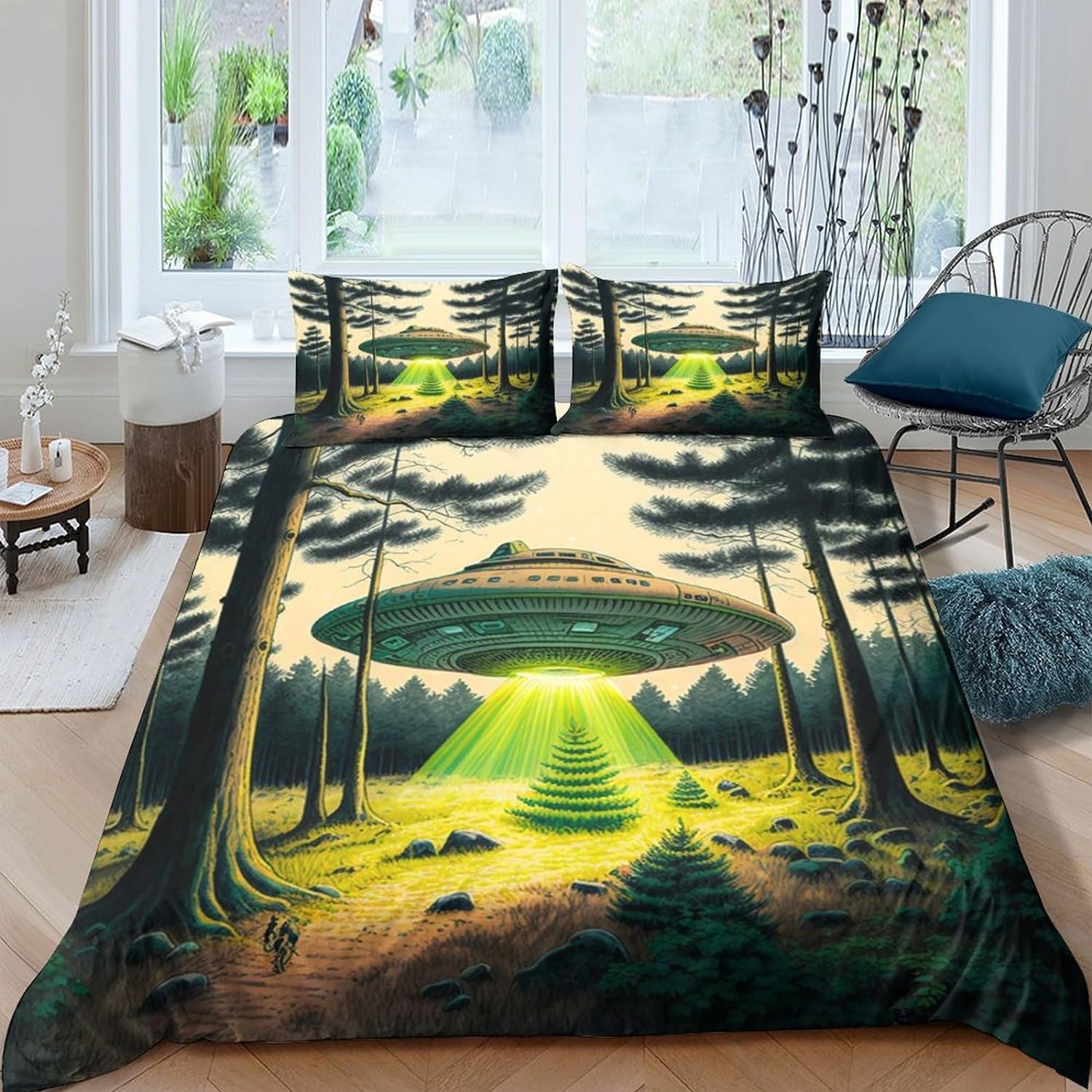 UFO Bedding Set UFO In The Forest Duvet Covers