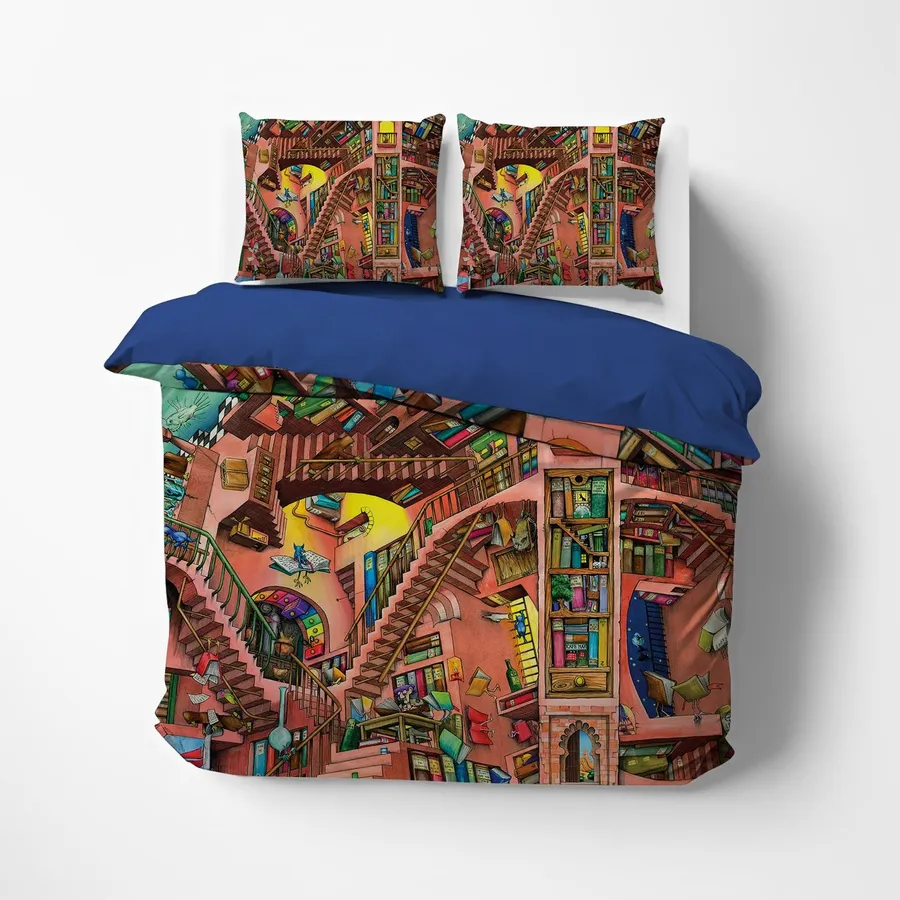Book Bedding Set Reading Book Libary Graphic Duvet Covers