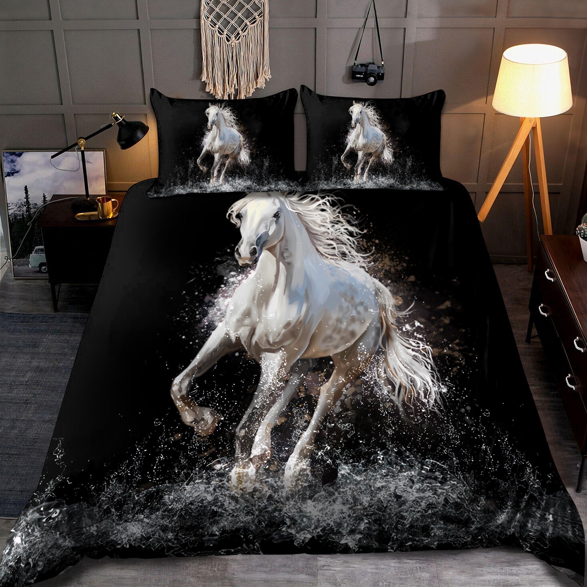 Horse Bedding Set Horse Running On Water Duvet Covers