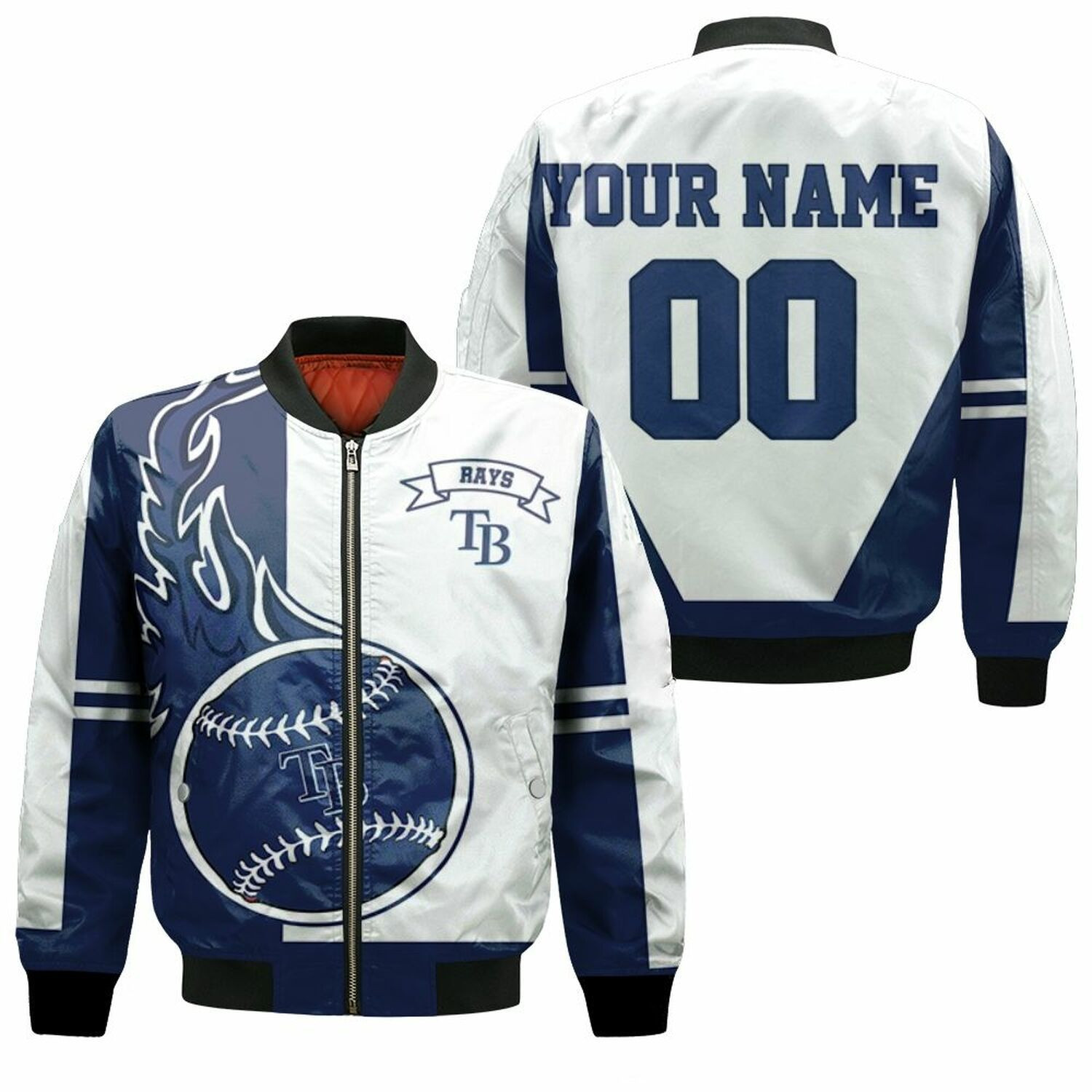 Tampa Bay Rays Custom Name Number Bomber Jacket V3