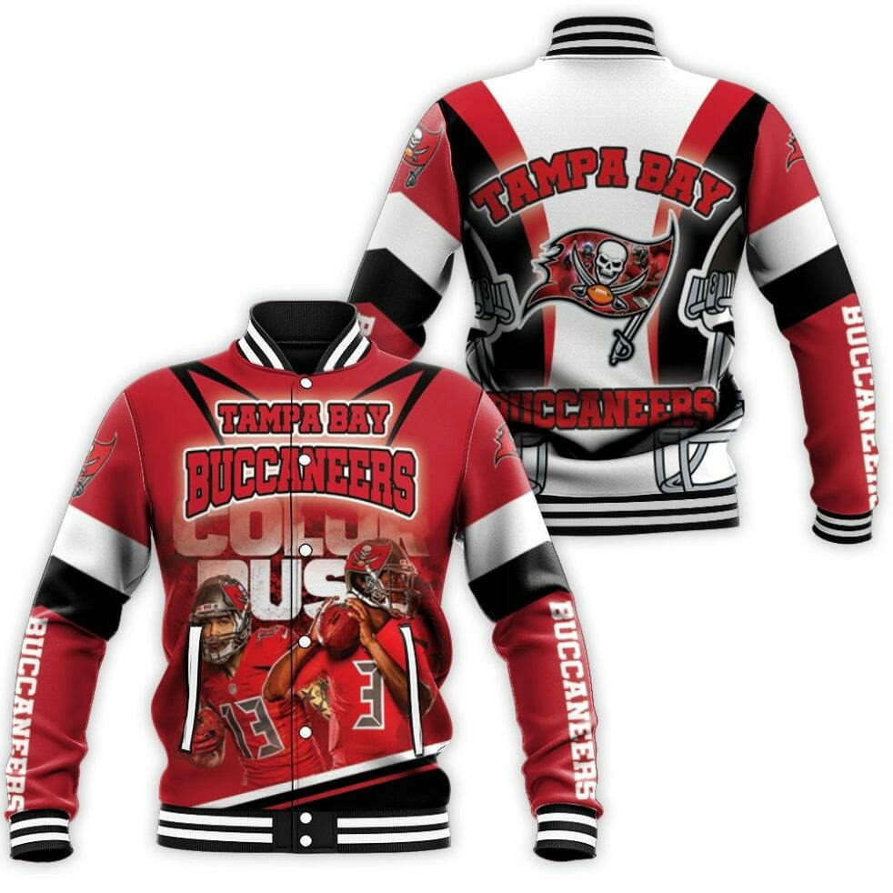 Tampa Bay Buccaneers Red White Baseball Jacket