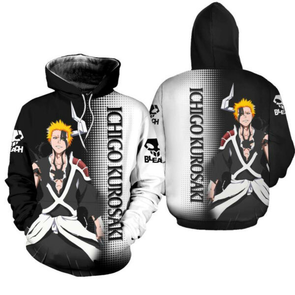 Bleach Ichigo Shirt Costume Bleach Anime 2k889 Cartoon 3d Hoodie Zip Hoodie 73