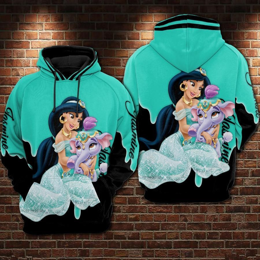 Jasmine Cartoon Aladdin And The Magic Lamp Over Print 3d Hoodie Zip Hoodie 2